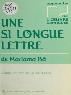 cover image of Une si longue lettre de Mariama Bâ
